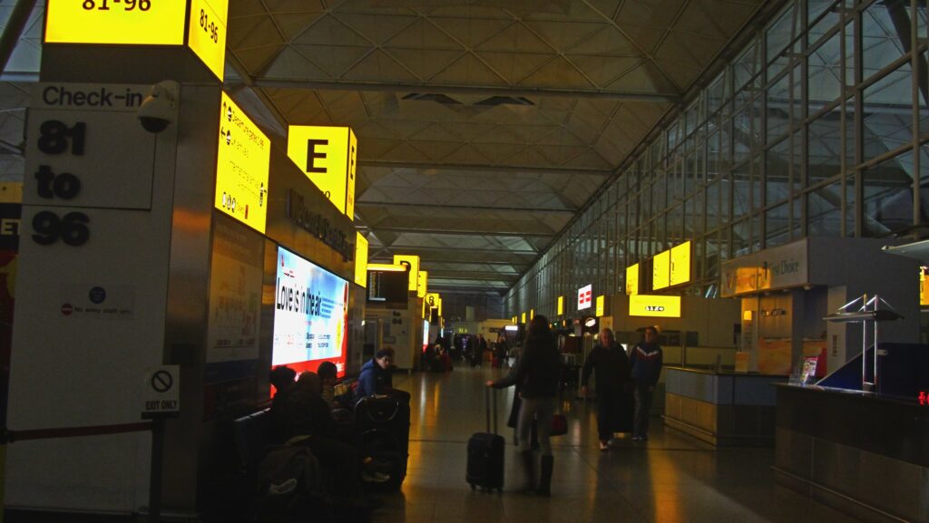 London Stansted Airport at night 